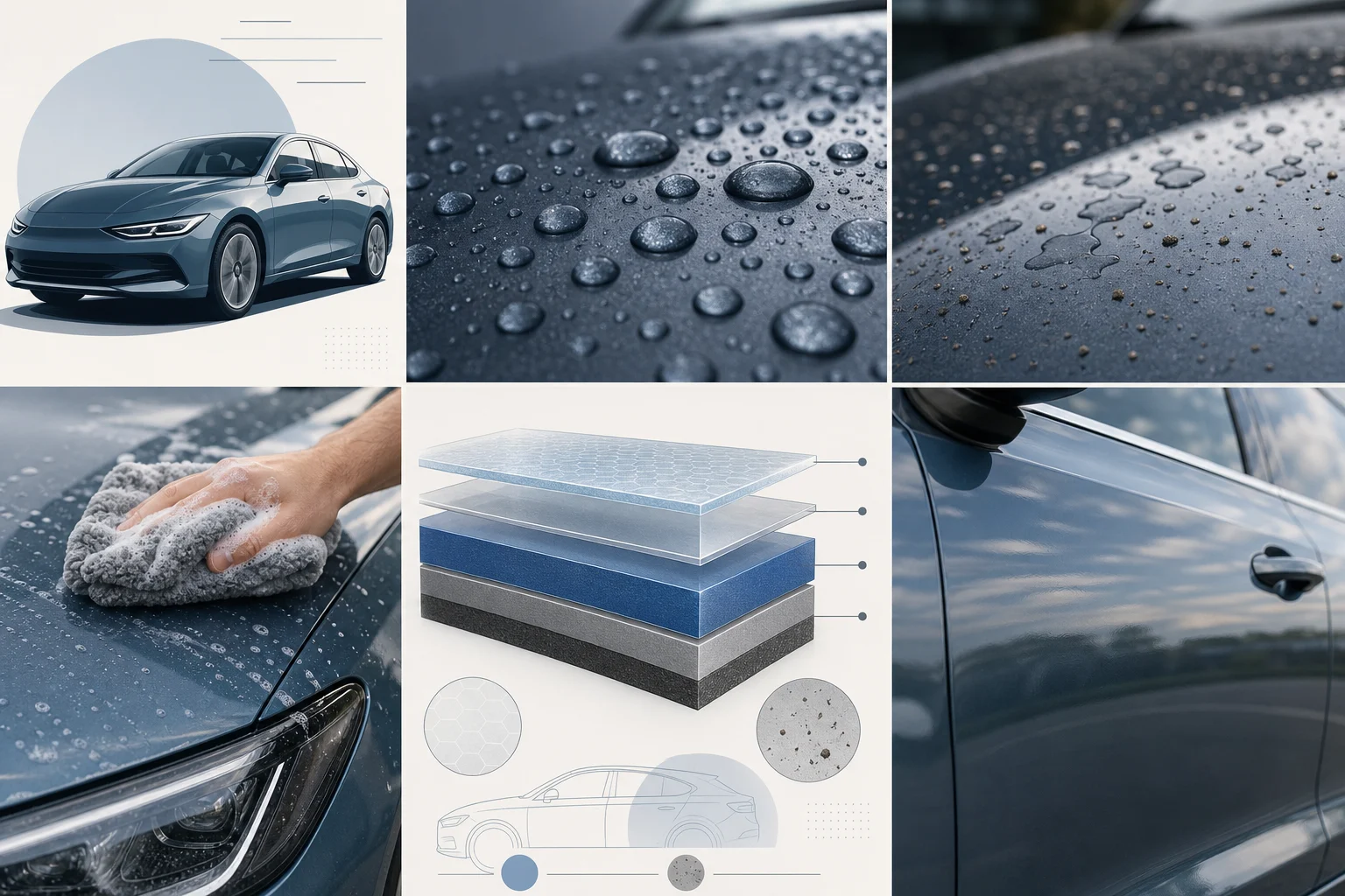 Editorial illustration: Wax, Paint Sealant, Coating, or Bare Clear Coat: Choose the Routine